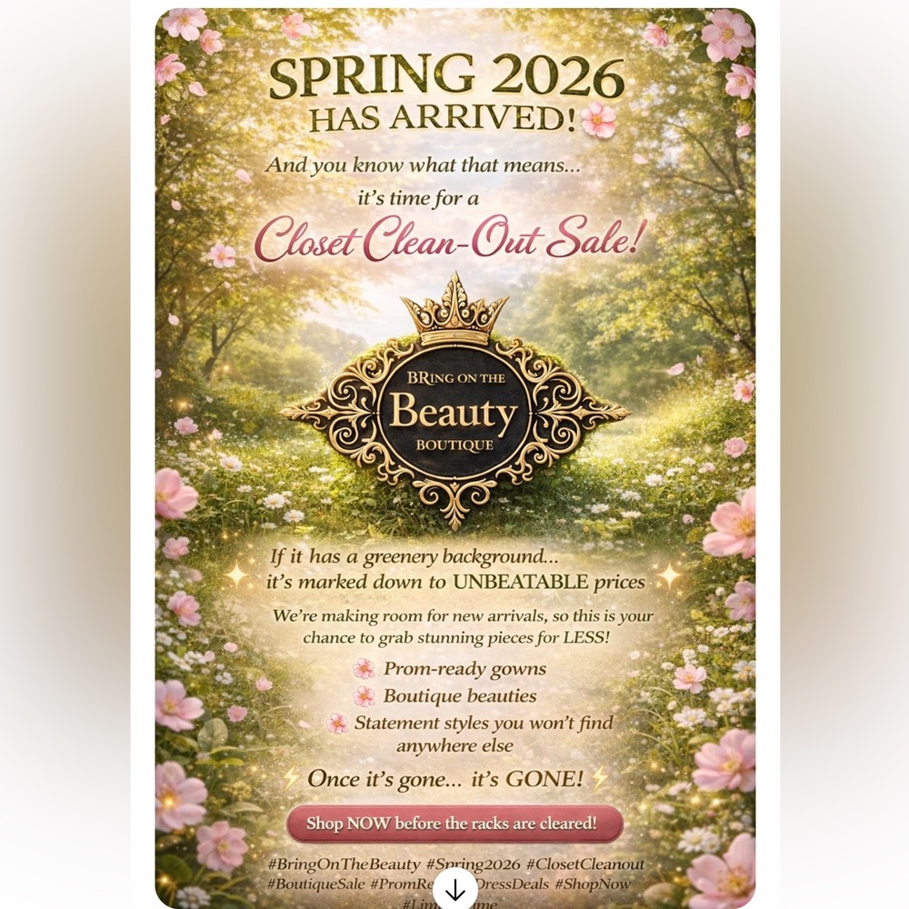 Spring 2026 Closet Clean-Out Sale Poster - Floral Gold Design